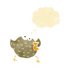 cartoon happy bird with thought bubble N5
