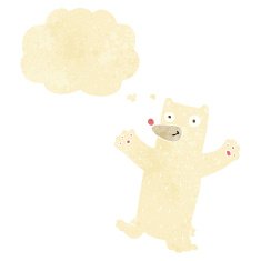 cartoon polar bear with thought bubble N11