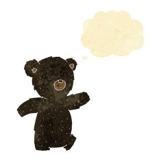 cute cartoon black bear with thought bubble N10