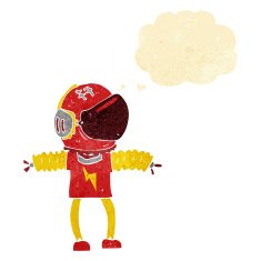 cartoon astronaut with thought bubble N22