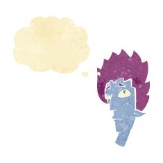 cartoon vampire head with thought bubble N5