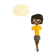 cartoon happy woman with thought bubble N48