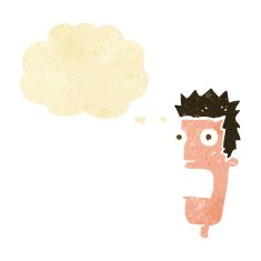 cartoon shocked man's face with thought bubble N2