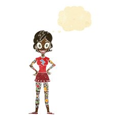 cartoon woman with heavy tattoos thought bubble N2