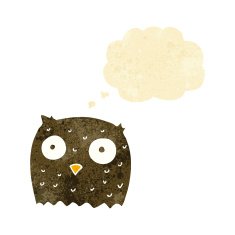 cartoon owl with thought bubble N11