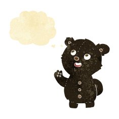 cartoon cute black bear cub with thought bubble N2