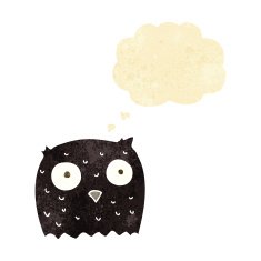 cartoon owl with thought bubble N12