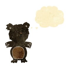 cartoon cute black bear cub with thought bubble N3