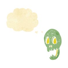 funny cartoon skull with thought bubble N4