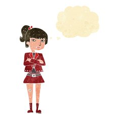 cartoon cool girl with thought bubble N3