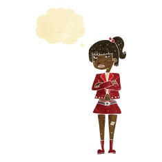 cartoon cool girl with thought bubble N4