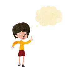 cartoon woman with idea thought bubble N46