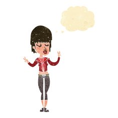 cartoon cool girl with thought bubble N5