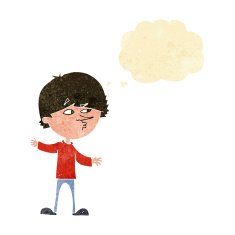 cartoon curious man with thought bubble N13