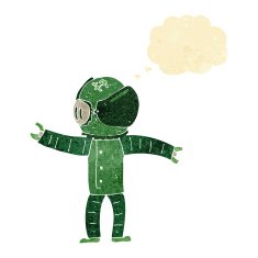 cartoon astronaut with thought bubble N23