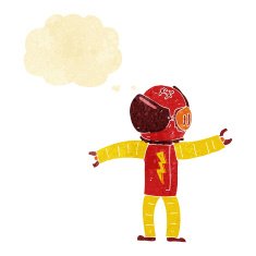 cartoon astronaut with thought bubble N24