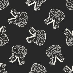 baseball catcher doodle seamless pattern background N3