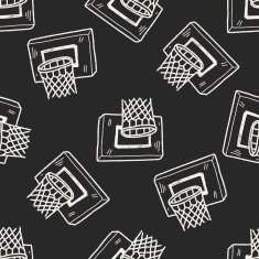 basketball doodle seamless pattern background N2