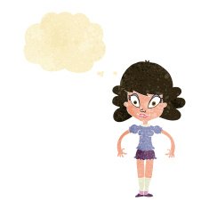 cartoon pretty woman with thought bubble N55
