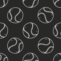 Doodle Baseball seamless pattern background N2