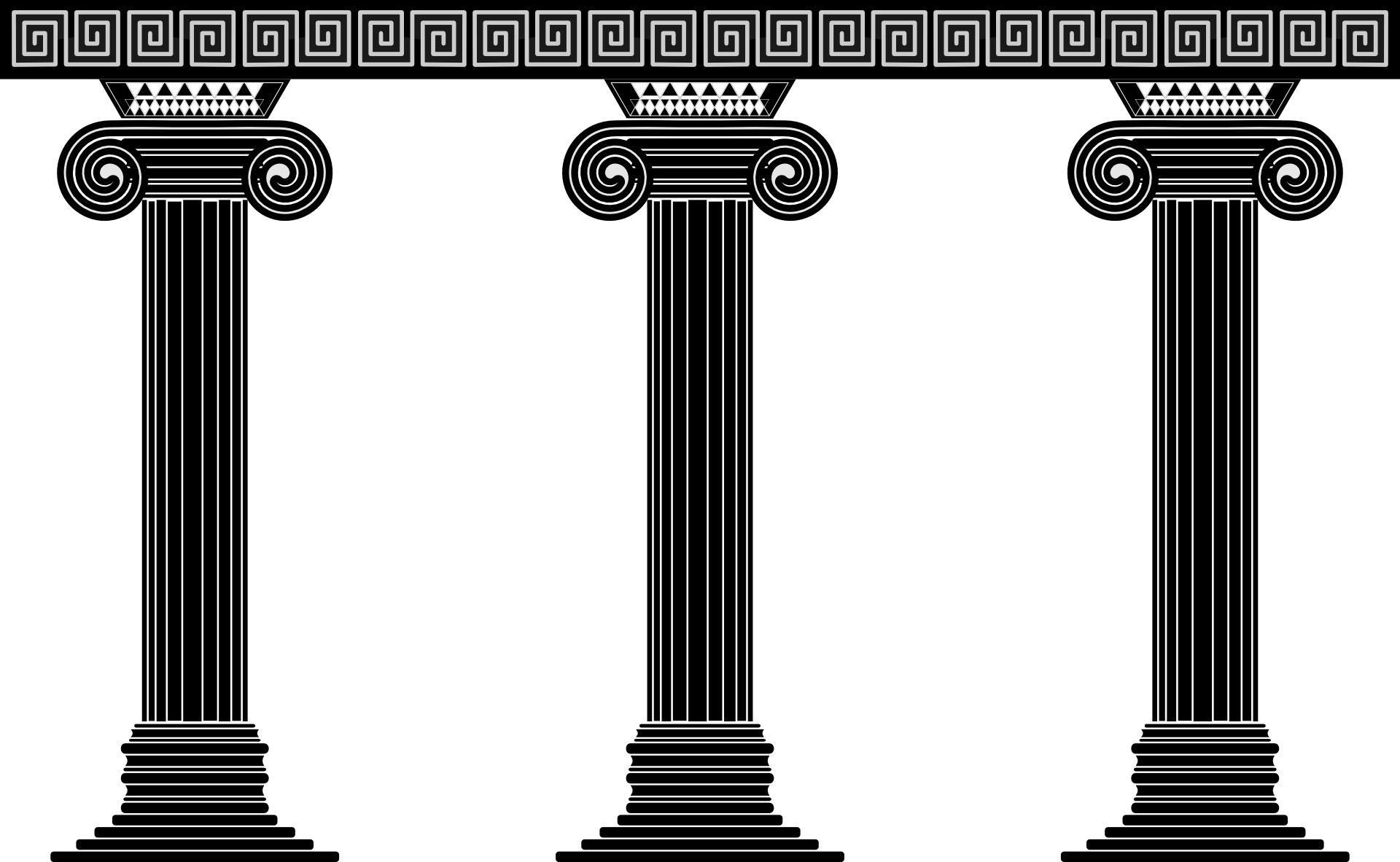 Black and white drawing of greek columns free image download