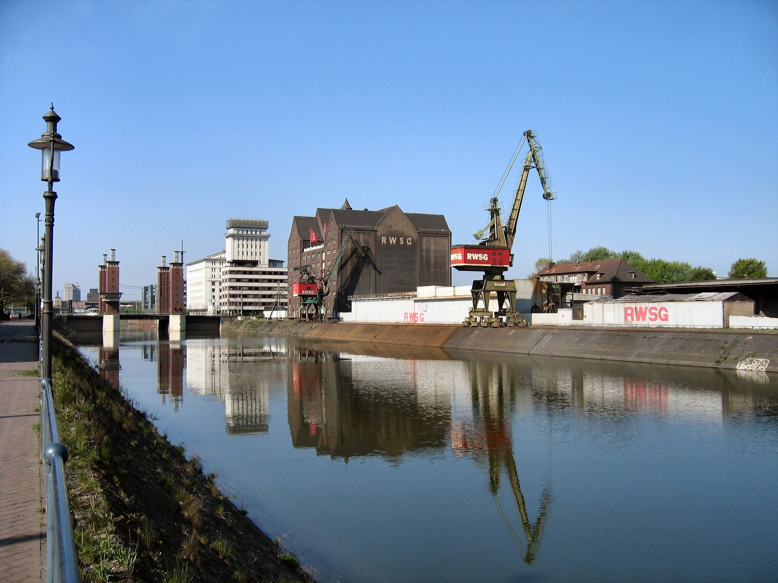Panoramic view of the inner harbor in duisburg free image download