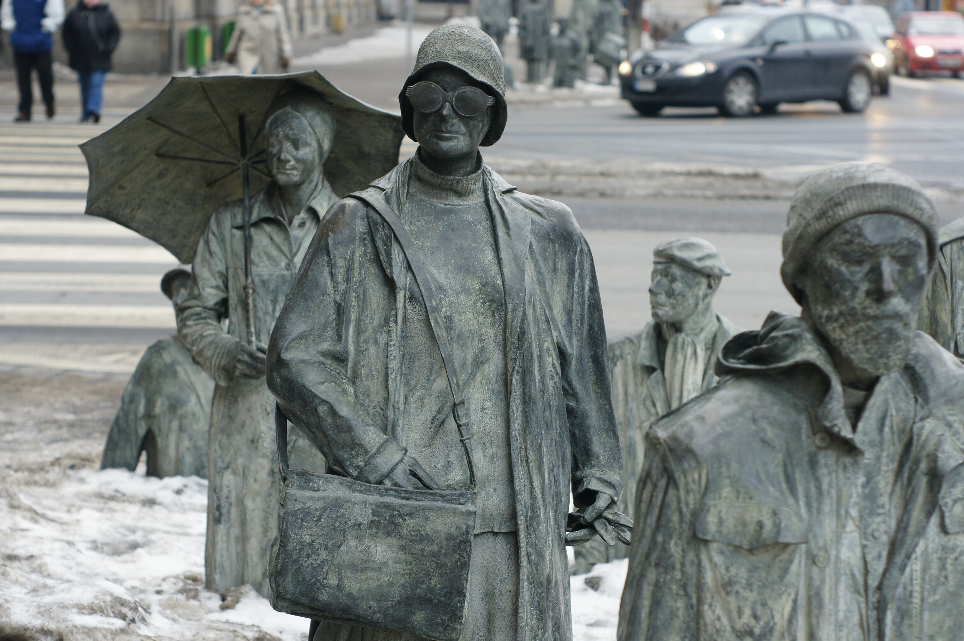 Sculptures of people on the street, lower silesia free image download