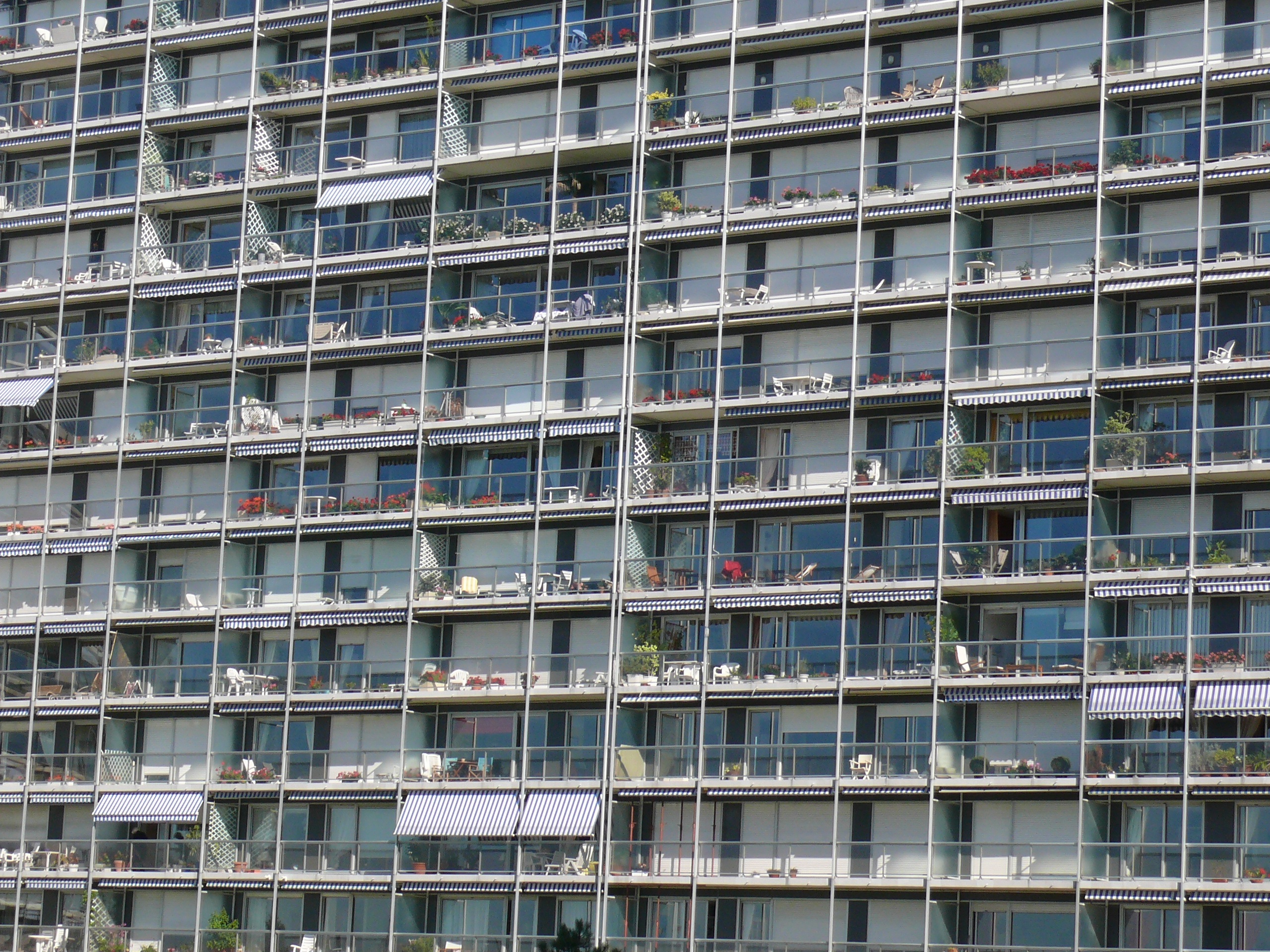 Transparent balconies in an apartment building free image download