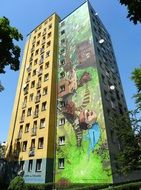 colorful mural on a high-rise building in the city of bydgoszcz