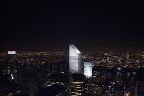 buildings by night in New York city