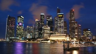 skyline of singapore at night