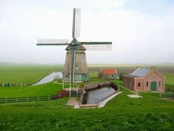 photo of mills on a farm in the Netherlands