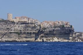 distant view of Bonifacio city in france