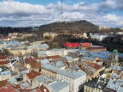 old city top view of lviv in ukraine