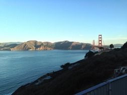 The view from the mountains to the Golden Gate Bridge in San Francisco