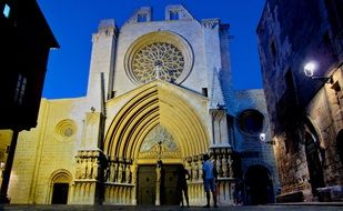 Yellow historical building in Tarragona, Spain