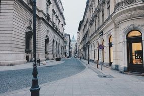 city street facades, hungary, budapest
