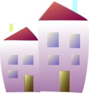 purple houses with red roof as a graphic image