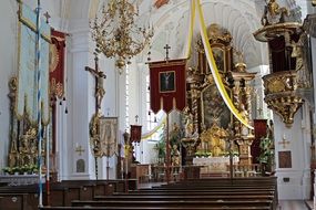 beautiful festive interior in the catholic church