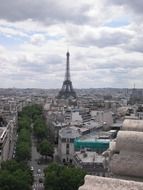 cityscape in the background of the Eiffel Tower