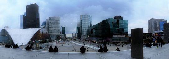 Panorama of city with glass skyscrapers, france, paris