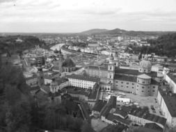 Black and white photo of Salzburg