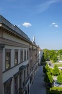 side view of a long building on a sunny day