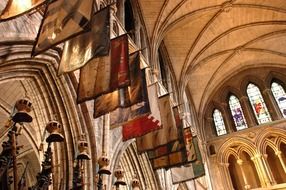 flags as part of the interior of the cathedral in ireland