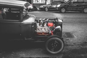 engine of an old classic car