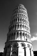 monochrome picture of Leaning Tower monument in Italy