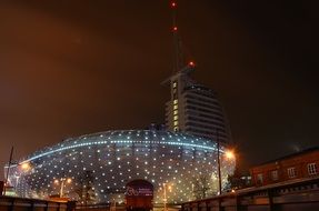 sailing hotel with night illumination