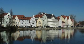 water mirroring city in Bavaria