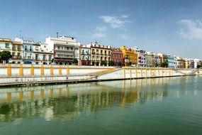 panoramic view of architecture on the waterfront in seville