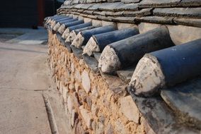 the foundation of a wooden house in the hahoe village